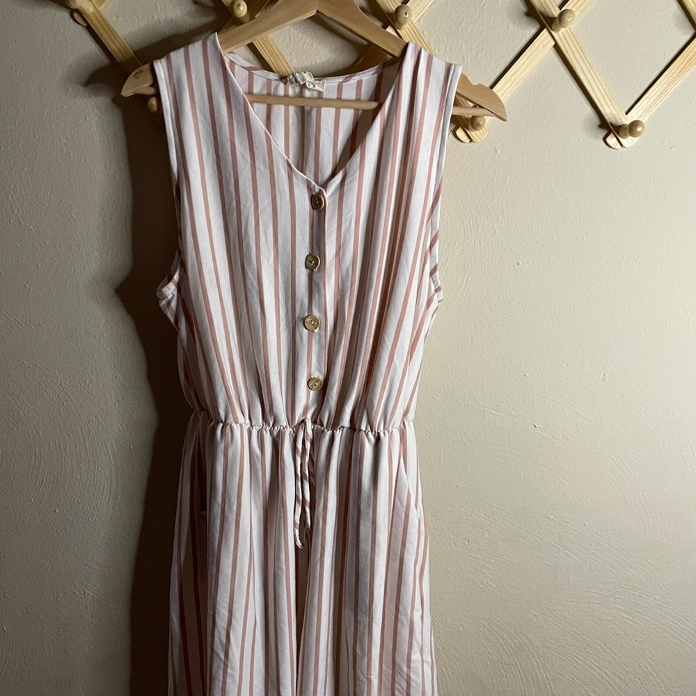 Blush and cream striped romper